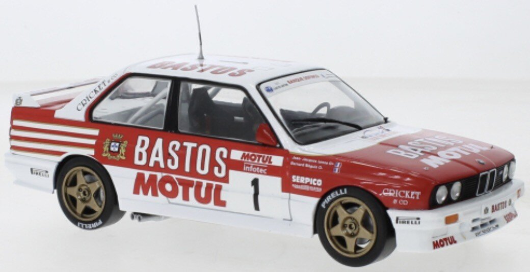 BMW 3-SERIES M3 (E30) TEAM MOTUL BASTOS N 1 7th RALLY TOUR DE CORSE 1988 BERNARD BEGUIN - JEAN JACQUES LENNE RED WHITE 1:24