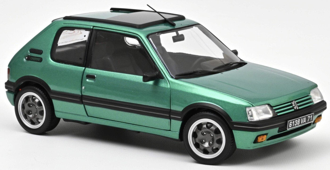 Peugeot 205 GTi 1FRIFFE WITH WINDOWROOF 1991 grøn metallic 1:18
