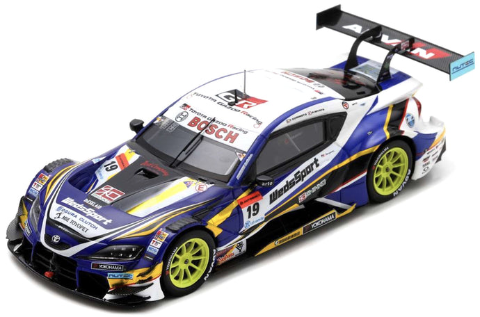 TOYOTA SUPRA GR TEAM WEDSSPORT BANDOH N 19 GT500 CLASS SUPER GT 2021 YUJI KUNIMOTO - RITOMO MIYATA BLUE WHITE YELLOW 1:43