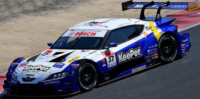 TOYOTA SUPRA GR TEAM KEEPER TOM'S N 37 GT500 CLASS SUPER GT 2021 RYO HIRAKAWA - SENA SAKAGUCHI BLUE YELLOW 1:43