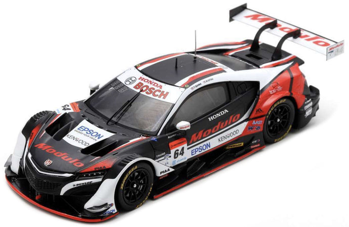 HONDA NSX-GT TEAM MODULO NAKAJIMA RACING N 64 GT500 CLASS SUPER GT 2021 TAKUYA IZAWA - HIROKI OTSU BLACK WHITE RED 1:43