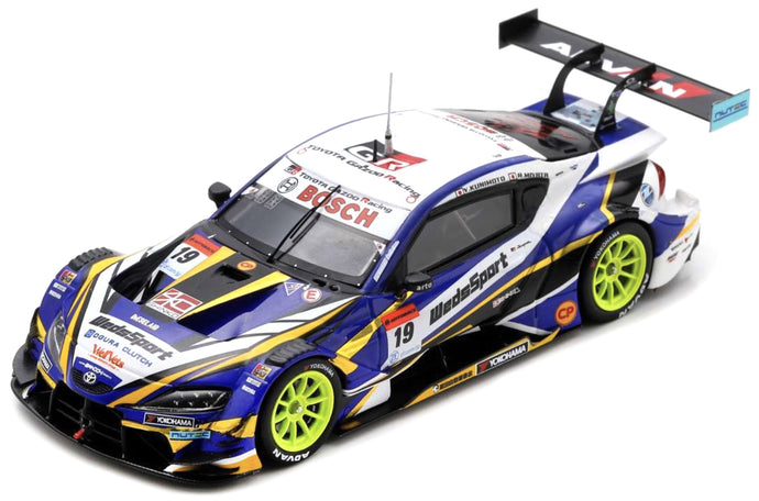 TOYOTA SUPRA GR TEAM WEDSSPORT BANDOH N 19 GT500 CLASS SUPER GT 2020 YUJI KUNIMOTO - RITOMO MIYATA BLUE WHITE YELLOW 1:43