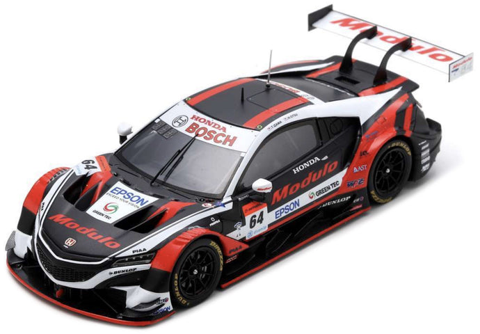 HONDA NSX-GT TEAM MODULO NAKAJIMA RACING N 64 GT500 CLASS SUPER GT 2020 TAKUYA IZAWA - HIROKI OTSU BLACK WHITE RED 1:43