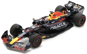 RED BULL F1 RB19 TEAM ORACLE RED BULL RACING N 1 WORLD CHAMPION (40th CAREER VICTORY) WINNER SPAIN GP 2023 MAX VERSTAPPEN MATT BLUE 1:18