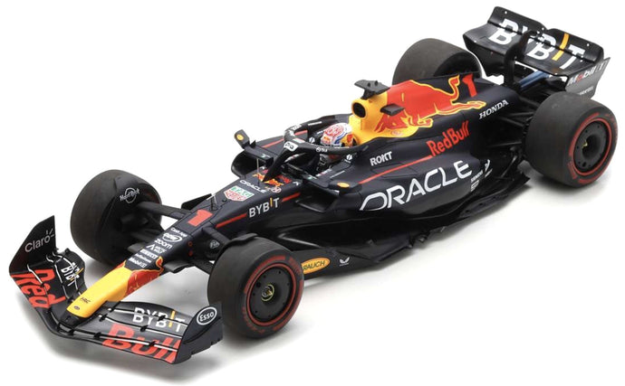 RED BULL F1 RB19 TEAM ORACLE RED BULL RACING N 1 WORLD CHAMPION (40th CAREER VICTORY) WINNER SPAIN GP 2023 MAX VERSTAPPEN MATT BLUE 1:18