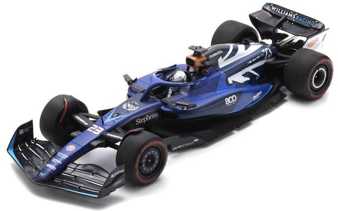 WILLIAMS RACING FW45 #23 ALEX ALBON 8th BRITISH GP 2023 - WILLIAMS 800th GP blå/sort/hvid 1:18