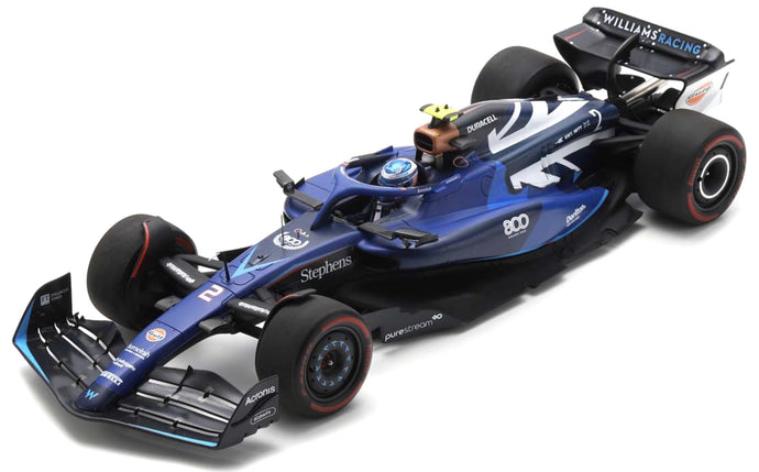 WILLIAMS RACING FW45 #2 LOGAN SARGEANT BRITISH GP 2023 - WILLIAMS 800th GP blå/sort/hvid 1:18