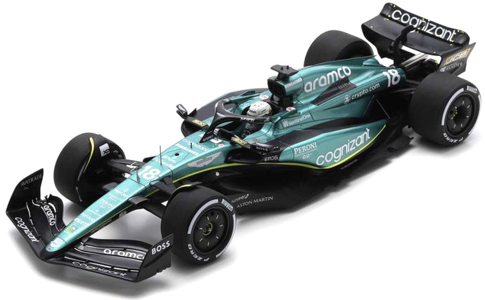 ASTON MARTIN ARAMCO COGNIZANT F1 TEAM AMR23 #18 LANCE STROLL 9th CANADA GP 2023 mørk grøn/sort/gul 1:18