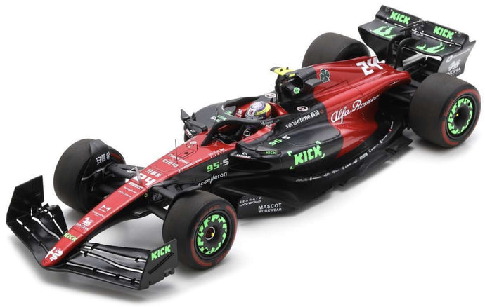 ALFA ROMEO F1 TEAM STAKE C43 #24 ZHOU GUANYU BELGIAN GP 2023 rød/sort/grøn 1:18
