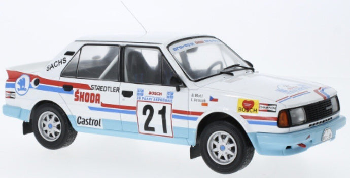 Skoda 130 LR #21 KRECEK/MOTL WRC RALLY ACROPOLIS 1986 hvid/lys blå/rød 1:18