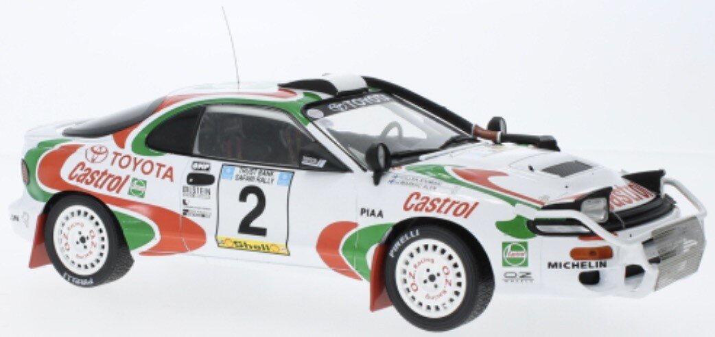 Toyota CELICA TURBO 4WD (ST185) #3 DUNCAN/MUNRO SAFARI RALLY 1993 hvid/rød/grøn 1:18