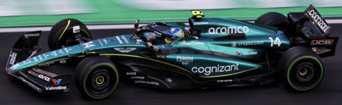 ASTON MARTIN ARAMCO COGNIZANT FORMULA ONE TEAM AMR23 #14 FERNANDO ALONSO 2ND PLACE DUTCH GP 2023 grøn/sort/gul 1:43