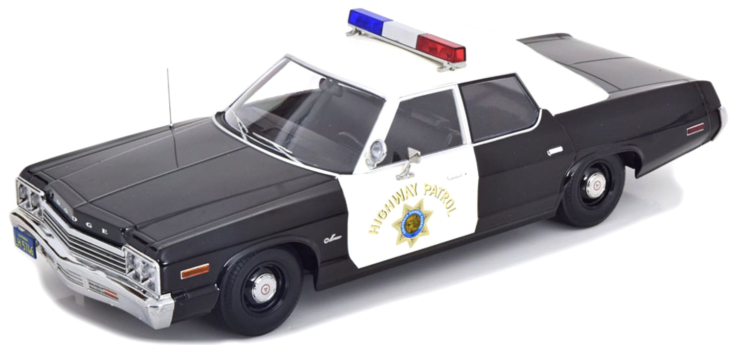 DODGE MONACO CALIFORNIA HIGHWAY PATROL POLICE 1974 BLACK WHITE 1:18
