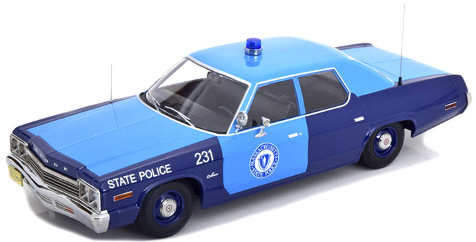 Dodge MONACO - MASSACHUSETTS STATE POLICE 1974 lys blå/blå 1:18