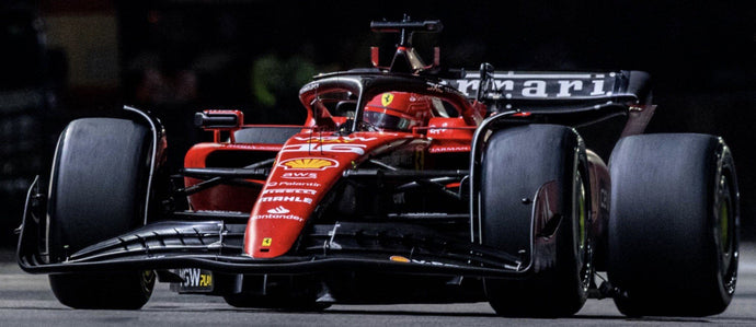 FERRARI F1 SF-23 TEAM SCUDERIA FERRARI N 16 4th SINGAPORE GP 2023 CHARLES LECLERC WITH SHOWCASE RED BLACK 1:18