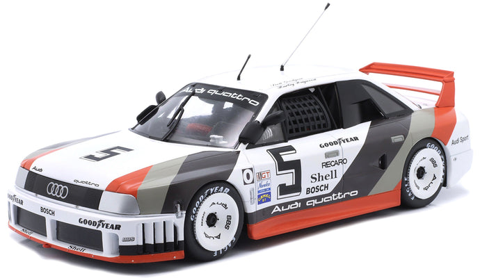 AUDI 90 QUATTRO TEAM AUDI SPORT N 5 500KM ROAD AMERICA IMSA 1989 H.HAYWOOD - S.GOODYEAR WHITE GREY RED 1:18