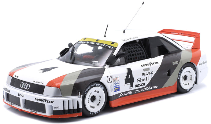 AUDI 90 QUATTRO TEAM AUDI SPORT N 4 2nd PORTLAND IMSA 1989 HANS JOACHIM STUCK WHITE GREY RED 1:18