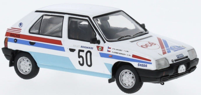 Skoda FAVORIT 136L #50 BERGER/JAKUBEC RALLY BOHEMIA 1989 hvid/blå/rød 1:43