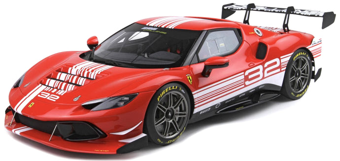 FERRARI 296 GT3 3.0L TWIN TURBO V6 CHALLENGE N 32 LAUNCH VERSION 2023 WITH SHOWCASE RED WHITE 1:18