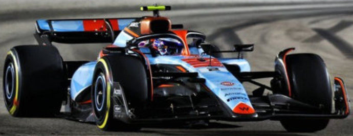 WILLIAMS RACING FW45 #2 LOGAN SARGEANT SINGAPORE GP 2023 lys blå/orange 1:18