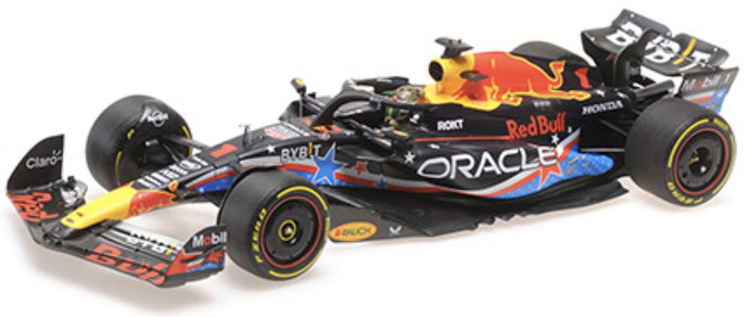 Red Bull RB19 RACING ORACLE #1 MAX VERSTAPPEN WINNER AUSTIN GP 2023 - SPECIAL LIVERY mørk blå/rød/gul 1:18