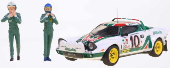 Lancia STRATOS HF #10 MUNARI/MAIGA WINNER RALLY MONTE CARLO SERIE 2 1976 + 2 FIGUREN hvid/grøn/rød 1:43