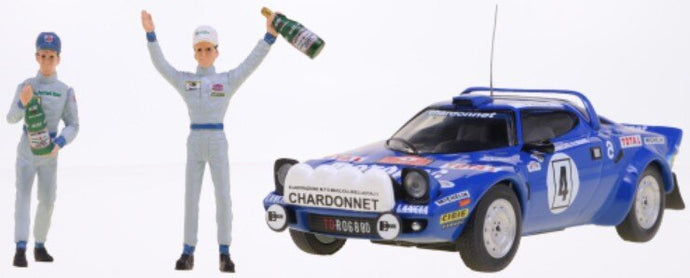 Lancia STRATOS HF #4 DARNICHE/MAHE WINNER RALLY MONTE CARLO SERIE 2 1979 + 2 FIGUREN blå 1:43