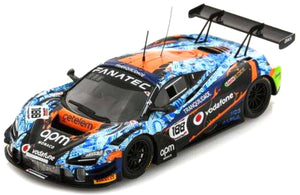 McLAREN 720S GT3 EVO TEAM GARAGE59 N 188 24h SPA 2023 L.PRETTE - M.RAMOS - C.GRUNEWALD - H.CHAVES LIGHT BLUE ORANGE 1:43