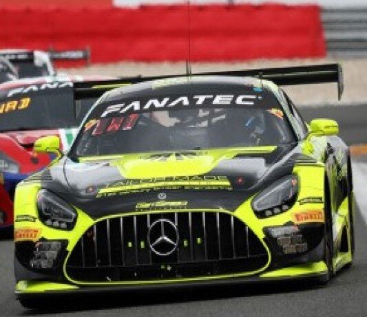 Mercedes Benz AMG GT3 #2 BERGSTEIN/LEWANDOWSKI/WALKER/WILLIAMSON 24H SPA 2023 gul/sort 1:43