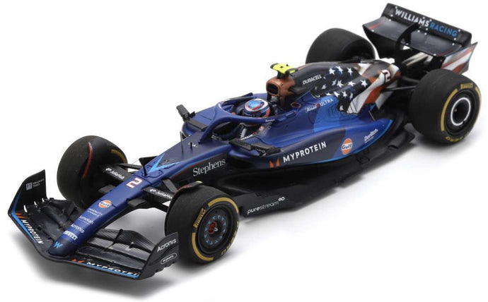 WILLIAMS RACING FW45 #2 LOGAN SARGEANT 10th USA GP 2023 blå/sort/hvid/rød 1:43