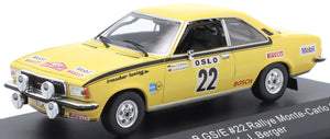 Opel COMMODORE B GS/E #22 ROHRL/BERGER RALLY MONTE CARLO 1973 gul/sort 1:43