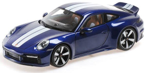 Porsche 911 (992) SPORT CLASSIC 2022 blå/hvid 1:18 fra MINICHAMPS