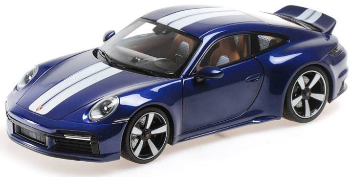 Porsche 911 (992) SPORT CLASSIC 2022 blå/hvid 1:18 fra MINICHAMPS