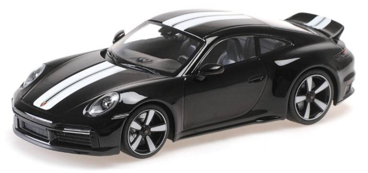 Porsche 911 (992) SPORT CLASSIC 2022 sort/hvid 1:18