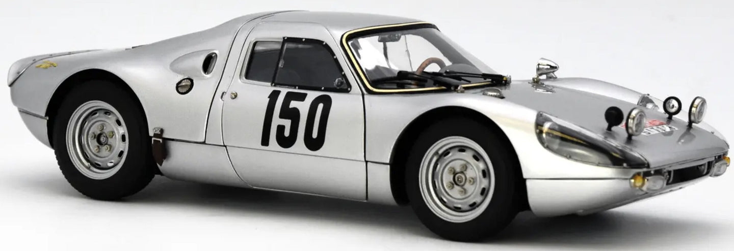 PORSCHE 904 CARRERA GTS ch.904-006 N 150 2nd RALLY MONTECARLO 1965 EUGEN BOEHRINGER - ROLF WUTHERICH SILVER 1:18