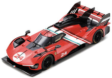 Indlæs billede til gallerivisning FERRARI 499P 3.0L TURBO V6 N 24 MODIFICATA LAUNCH VERSION 2024 WITH SHOWCASE RED WHITE BLACK 1:18