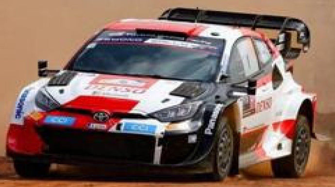TOYOTA YARIS GR HYBRID RALLY1 TEAM TOYOTA GAZOO RACING WRT N 17 WINNER RALLY SAFARI 2023 SEBASTIAN OGIER - VINCENT LANDAIS WHITE RED BLACK 1:43