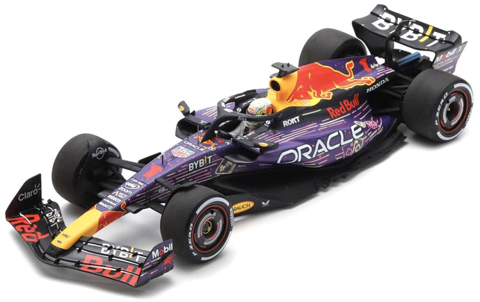 RED BULL F1 RB19 TEAM ORACLE RED BULL RACING N 1 WORLD CHAMPION WINNER LAS VEGAS USA GP 2023 MAX VERSTAPPEN PURPLE YELLOW RED 1:18