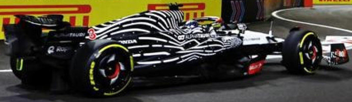 SCUDERIA ALPHATAURI AT04 #3 DANIEL RICCIARDO LAS VEGAS GP 2023 SPECIAL LIVERY sort/hvid 1:18