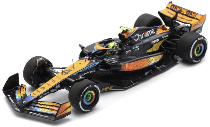 McLAREN F1 MCL60 TEAM McLAREN N 4 5th ABU DHABI GP 2023 LANDO NORRIS ORANGE BLUE BLACK 1:43