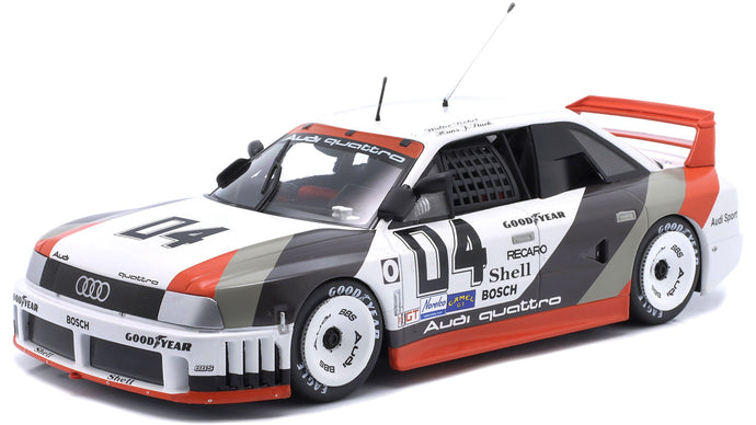 AUDI 90 QUATTRO TEAM AUDI SPORT N 4 MILLER HIGH LIFE 500km IMSA 1989 WALTER ROHRL - HANS JOACHIM STUCK WHITE GREY RED 1:18