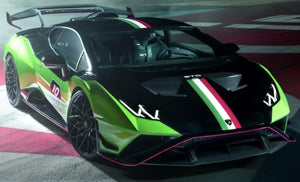 LAMBORGHINI HURACAN STO LP640-2 N 10 ITALIAN STRIPE 2023 - 10th ANNIVERSARY GREEN BLACK 1:43
