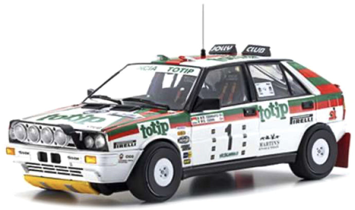LANCIA DELTA HF INTEGRALE 4WD (night version) TEAM LANCIA TOTIP N 1 WINNER RALLY TARGA FLORIO 1987 DARIO CERRATO - GIUSEPPE CERRI WHITE RED GREEN 1:18