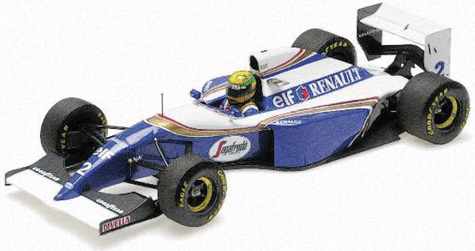 WILLIAMS F1 FW16 TEAM ROTHMANS RENAULT N 2 SAN MARINO GP DIRTY VERSION 1994 AYRTON SENNA BLUE WHITE 1:18