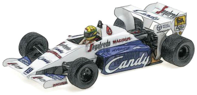TOLEMAN F1 TG184 HART TURBO N 19 2nd MONACO GP DIRTY VERSION 1984 AYRTON SENNA WHITE BLUE 1:43