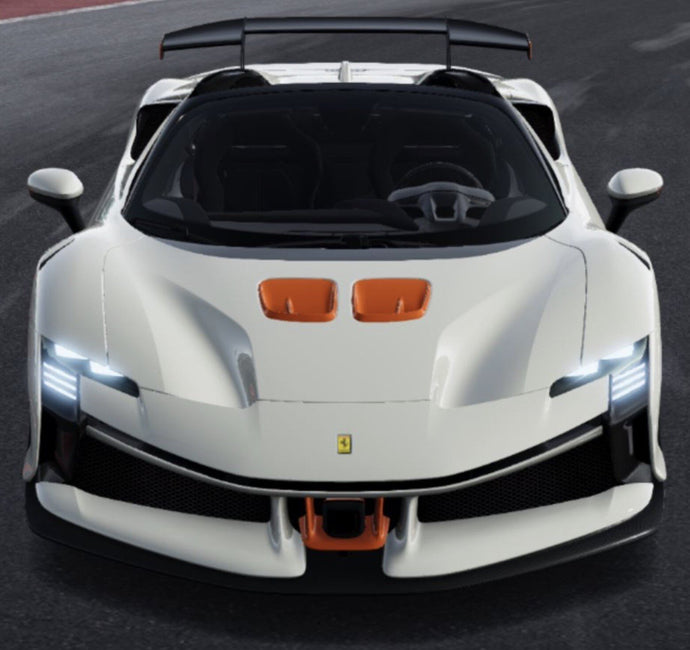 FERRARI SF90 XX STRADALE SPIDER 2024 BIANCO ARTICO - WHITE MET ORANGE BLACK 1:43