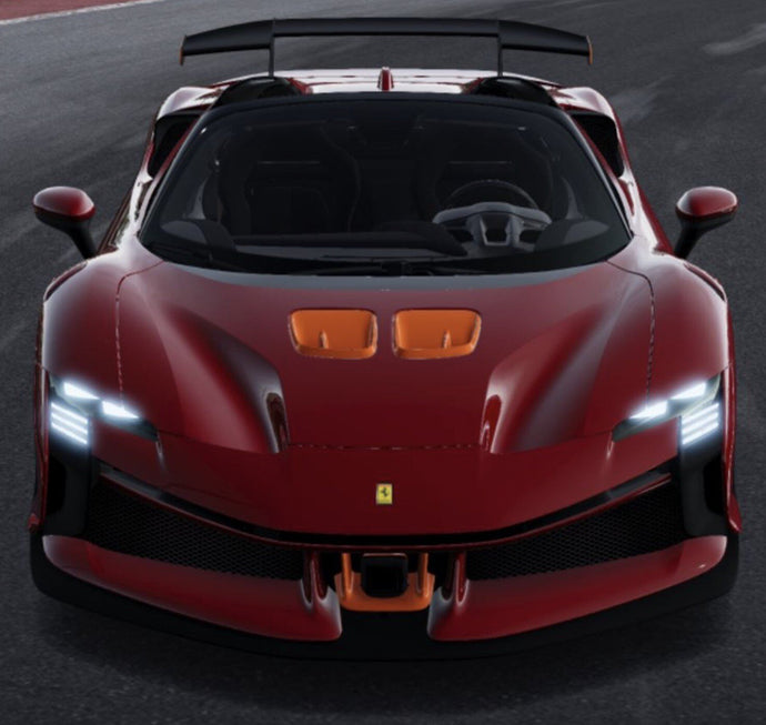 FERRARI SF90 XX STRADALE SPIDER 2024 ROSSO FUOCO - RED MET ORANGE BLACK 1:43