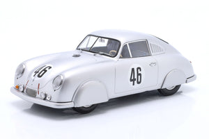 PORSCHE 356 SL COUPE TEAM PORSCHE K.G. N 46 WINNER CLASS 24h LE MANS 1951 AUGUSTE VEUILLET - EDMOND MOUCHE SILVER 1:18