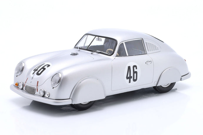 PORSCHE 356 SL COUPE TEAM PORSCHE K.G. N 46 WINNER CLASS 24h LE MANS 1951 AUGUSTE VEUILLET - EDMOND MOUCHE SILVER 1:18