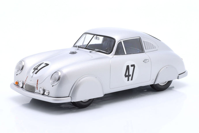PORSCHE 356 SL COUPE TEAM PORSCHE K.G. N 47 24h LE MANS 1951 RUDOLF SAUERWEIN - ROBERT BRUNET SILVER 1:18